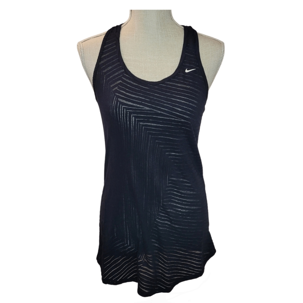 Nike Black Textured/Sheer Racerback Tank Top Size S